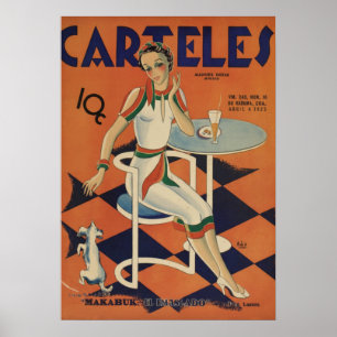 Vintage Art Deco - Cartels - Frau im Diner Poster