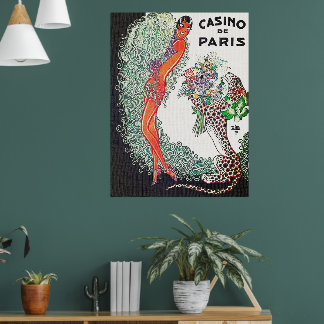Vintage Art Deco Casino de Paris französisches Pos Poster