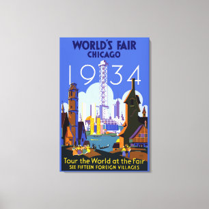 Vintage-Art Deco Chicago 1934 Weltausstellungsplak Leinwanddruck