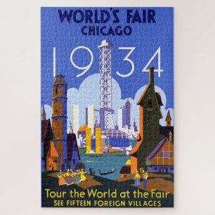 Vintage-Art Deco Chicago 1934 Weltausstellungspost Puzzle