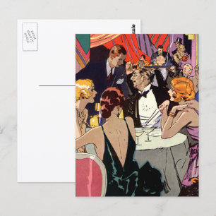 Vintage-Art-Déco-Cocktailparty im Nachtclub Postkarte