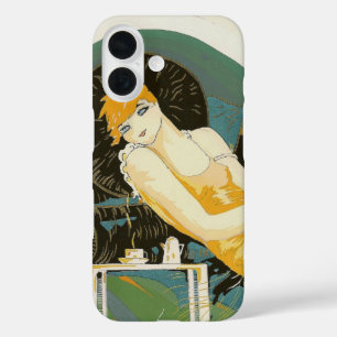 Vintage-Art-Déco-Dame auf Couch liegend, Chompre iPhone 16 Hülle
