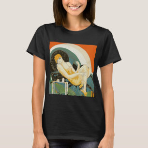 Vintage-Art-Déco-Dame auf Sofa liegend, Chompré T-Shirt