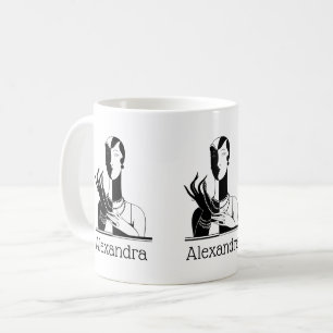 Vintage Art Deco Dame mit Perlen Schwarz Transpare Tasse