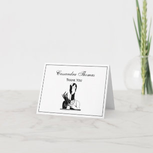 Vintage Art Deco Dame mit Perlen Schwarz Weiß Dankeskarte