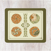 Vintage Art Deco Design Leaf Muster Mouse Pad