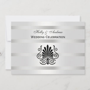 Vintage Art Deco Feder Schwarz Weiß H Hochzeit Einladung