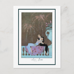 Vintage Art Deco Feuerwerk Le Feu, George Barbier Postkarte