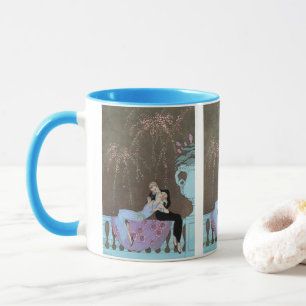 Vintage Art Deco Feuerwerk Le Feu, George Barbier Tasse