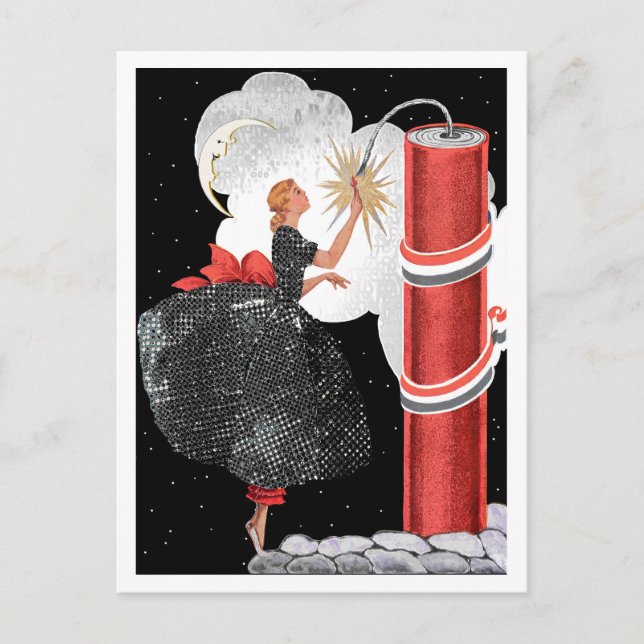 VINTAGE ART DECO "FIRECRACKER FIZZIES" POSTKARTE (Vorderseite)