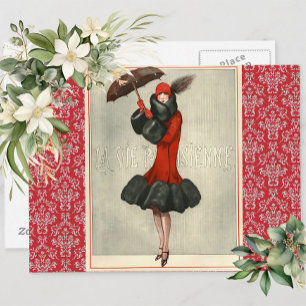 Vintage-Art-Déco-Flapper-Französische Mode-Postkar Postkarte