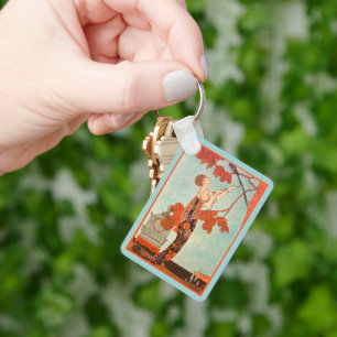 Vintage Art Deco, Flattervogel von George Barbier Schlüsselanhänger