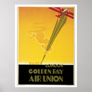 Vintage-Art-Deco-Flugreise-Werbung Poster