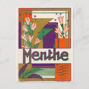 Vintage Art Deco französisches Liköretikett Postkarte