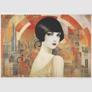 Vintage Art Deco-Frau Dekoupage Seidenpapier