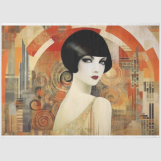 Vintage Art Deco-Frau Dekoupage Seidenpapier