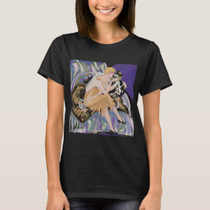 Vintage-Art-Deco-Frau mit Katze von S. Chompre T-Shirt