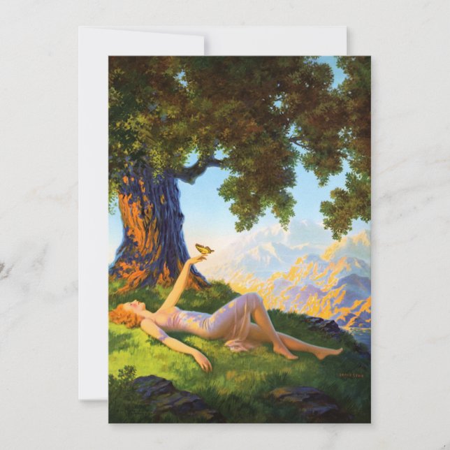 Vintage Art Deco-Frau mit Schmetterling Karte (Vorderseite)