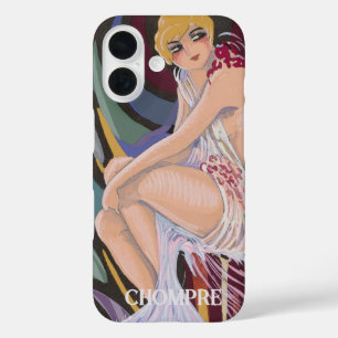 Vintage Art Deco Frau mit Vorhängen von S. Chompre iPhone 16 Hülle