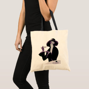 Vintage Art Deco Frau, Nachmittags-Tee und Cupcake Tragetasche