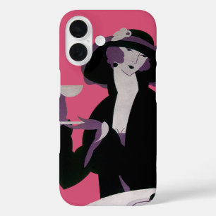Vintage Art Deco Frau, Nachmittagstee und Cupcake iPhone 16 Hülle