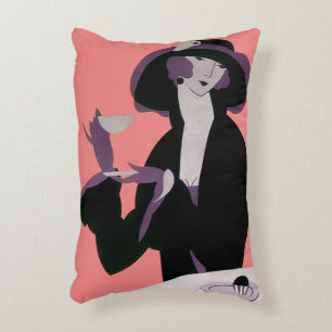 Vintage Art Deco Frau, Nachmittagstee und Cupcake Dekokissen