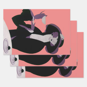 Vintage Art Deco Frau, Nachmittagstee und Cupcake Geschenkpapier Set
