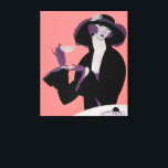 Vintage Art Deco Frau, Nachmittagstee und Cupcake Leinwanddruck<br><div class="desc">Einfach die Hintergrundfarbe anpassen,  das Rosa in jeden Hexcode ändern! Klicken Sie weiter,  um alle Designtools zu erreichen! Vintage Illustration Kunst Deko Essen und Getränke Bild mit einer eleganten,  raffinierten und stilvollen Frau trinken ihren Nachmittagstee und essen eine Kuchen Konditorei.</div>