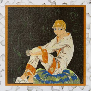 Vintage Art Deco Frau, rauchen von S. Chompre Puzzle