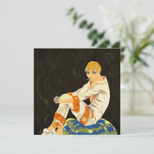 Vintage Art Deco Frau, rauchend von S. Chompre