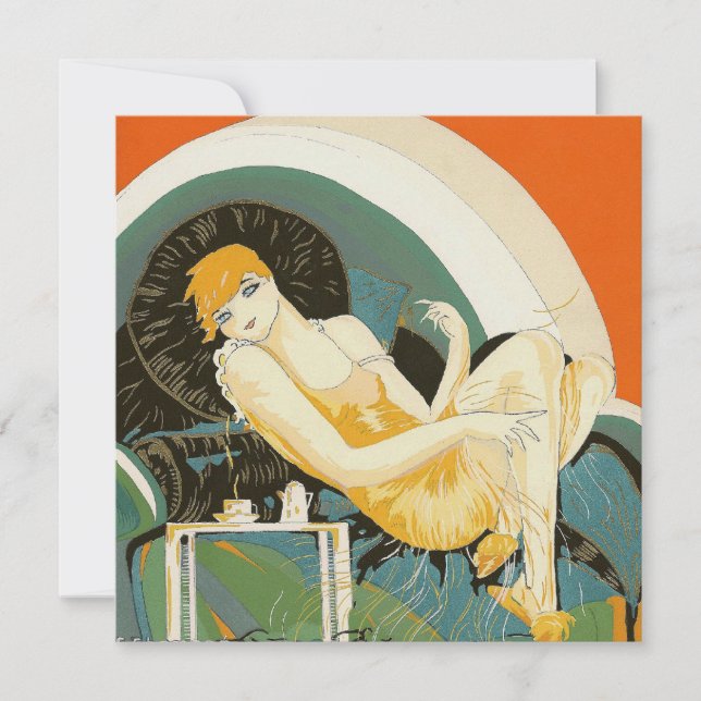 Vintage Art Deco Frau Reclining on Couch, Chompe (Vorderseite)