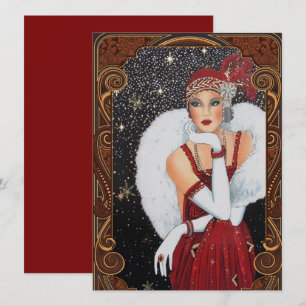 Vintage Art Deco Frau Weihnachten
