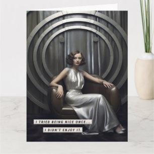 Vintage Art Deco freche Frau Karte