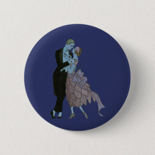 Vintage Art Deco Frischvermählte, Liebeshochzeitst Button