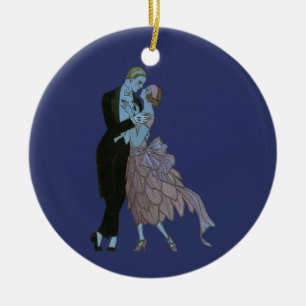 Vintage Art Deco Frischvermählte, Liebeshochzeitst Keramikornament