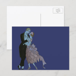 Vintage Art Deco Frischvermählte, Liebeshochzeitst Postkarte