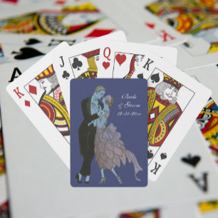 Vintage Art Deco Frischvermählte, Liebeshochzeitst Spielkarten