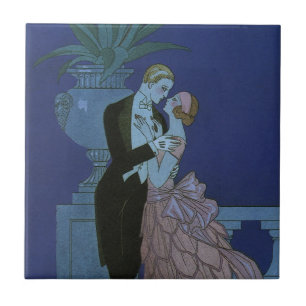 Vintage Art Deco Frischvermählte, Oui von George B Fliese