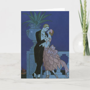 Vintage Art Deco Frischvermählte, Oui von George B Karte