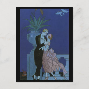 Vintage Art Deco Frischvermählte Save-the-Date-Kar Ankündigungspostkarte