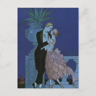 Vintage Art Deco Frischvermählte Save-the-Date-Kar Ankündigungspostkarte
