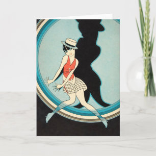 Vintage Art Deco - Für Alle - Flapper auf der Bühn Karte