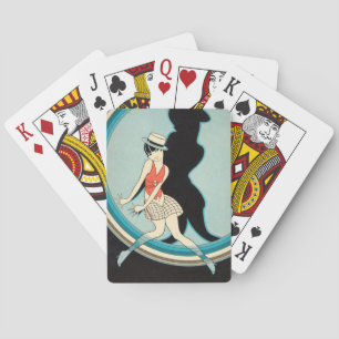 Vintage Art Deco - Für Alle - Flapper auf der Bühn Spielkarten