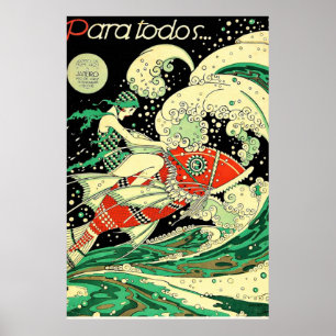 Vintage Art Deco - Für Alle - Psychedelische Welle Poster