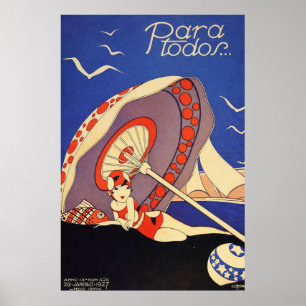 Vintage Art Deco - Für Alle - Sonnenschirm Poster