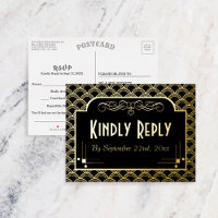 Vintage Art-Deco-Gatsby-Hochzeit RSVP Real