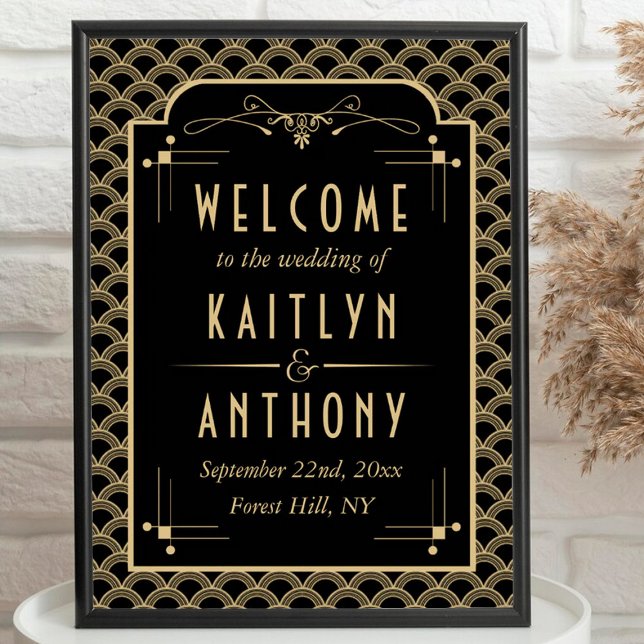 Vintage Art Deco Gatsby Hochzeit Willkommen aus de Poster (Von Creator hochgeladen)