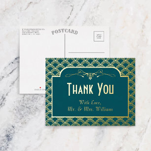 Vintage Art Deco Gatsby Wedding Dankeschön Folie Einladungspostkarte