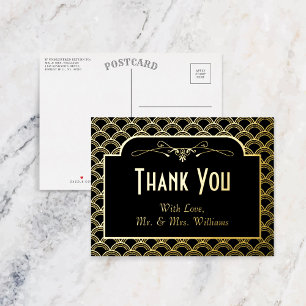 Vintage Art Deco Gatsby Wedding Dankeschön Folie Einladungspostkarte