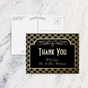Vintage Art Deco Gatsby Wedding Dankeschön Folie Einladungspostkarte